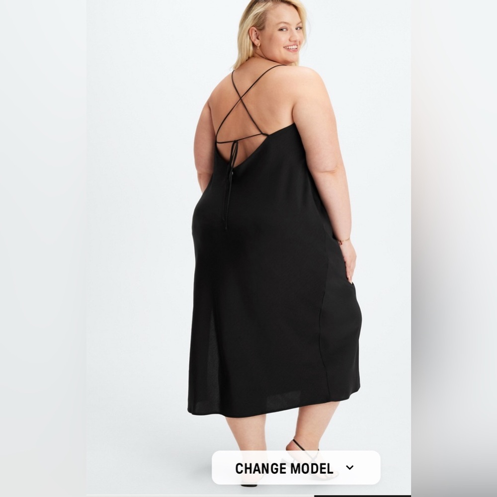 Fabletics Elegant Black Midi Slip Dress